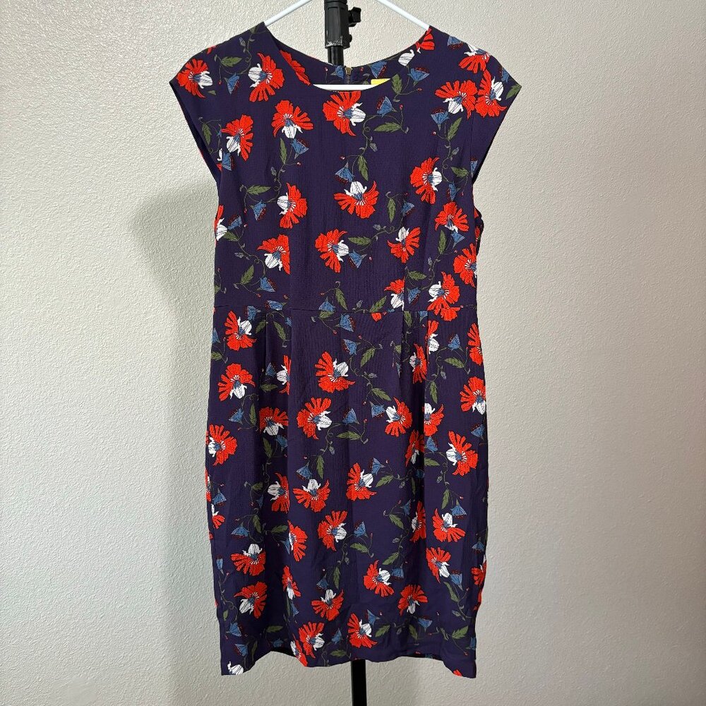 Anthropologie Maeve Blue and Red Floral Sheath Dress (Sizes 8 and 10 NWOT)